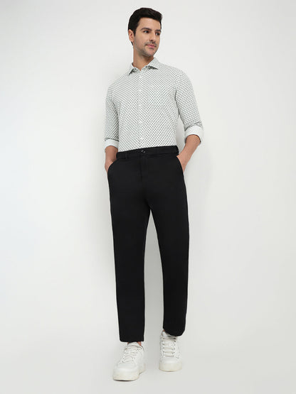 Colorplus Men Black Twill Regular Fit Cotton Trouser