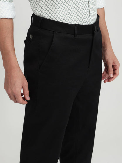 Colorplus Men Black Twill Regular Fit Cotton Trouser