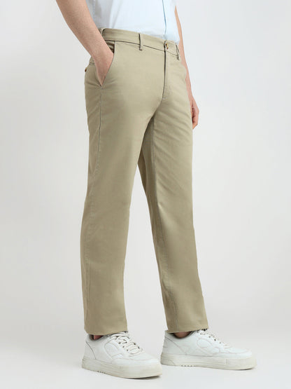 Colorplus Men Khaki Twill Regular Fit Cotton Blend Trouser