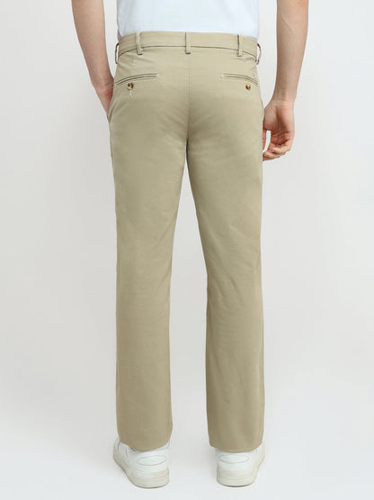 Colorplus Men Khaki Twill Regular Fit Cotton Blend Trouser