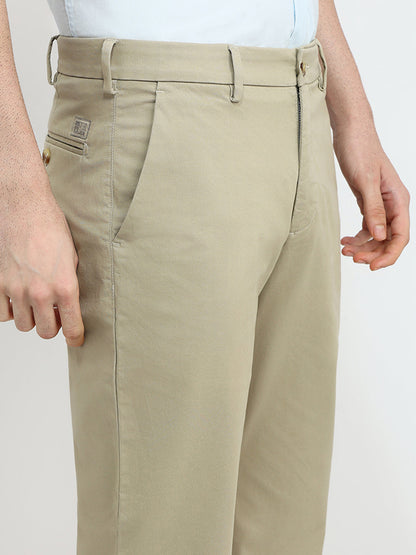 Colorplus Men Khaki Twill Regular Fit Cotton Blend Trouser