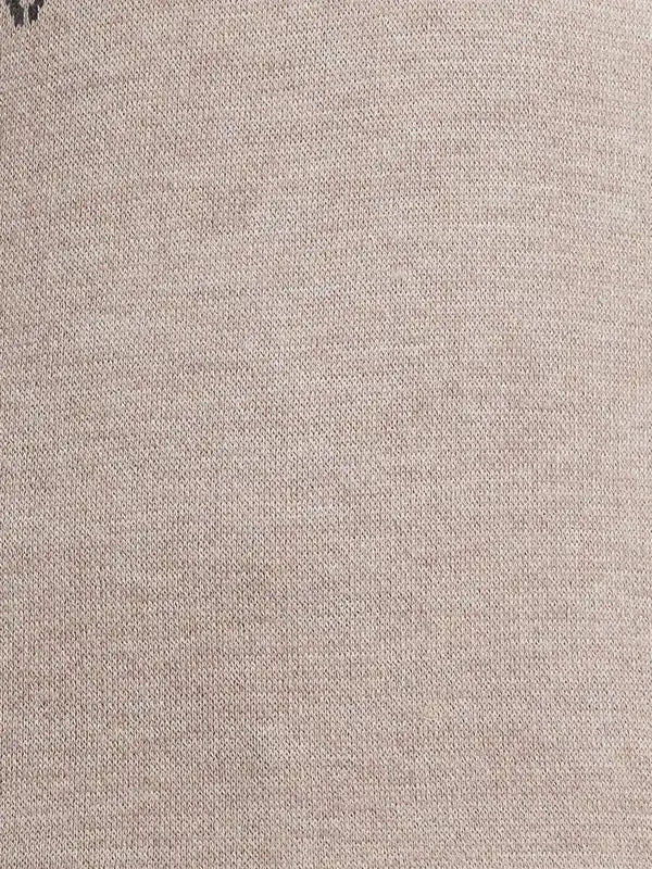 Men Fawn Tailored Fit Jacquard Acrylic Merino Blend Full Sleeve V Neck Collar Sweaters