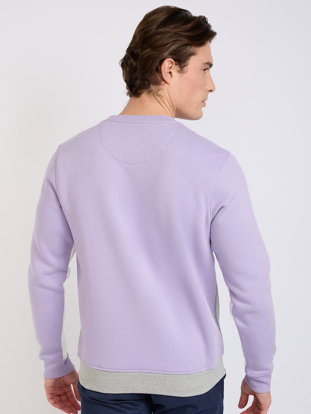 Colorplus Men Purple Solid Regular Fit Cotton Blend Sweatshirt
