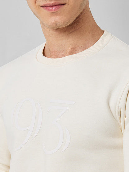 Colorplus Men White Solid Regular Fit Cotton Blend Sweatshirt