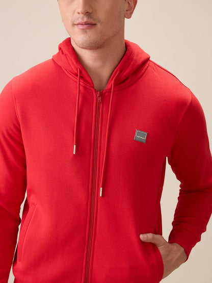 Colorplus Men Red Solid Regular Fit Cotton Blend Full Sleeve Sweatshirt