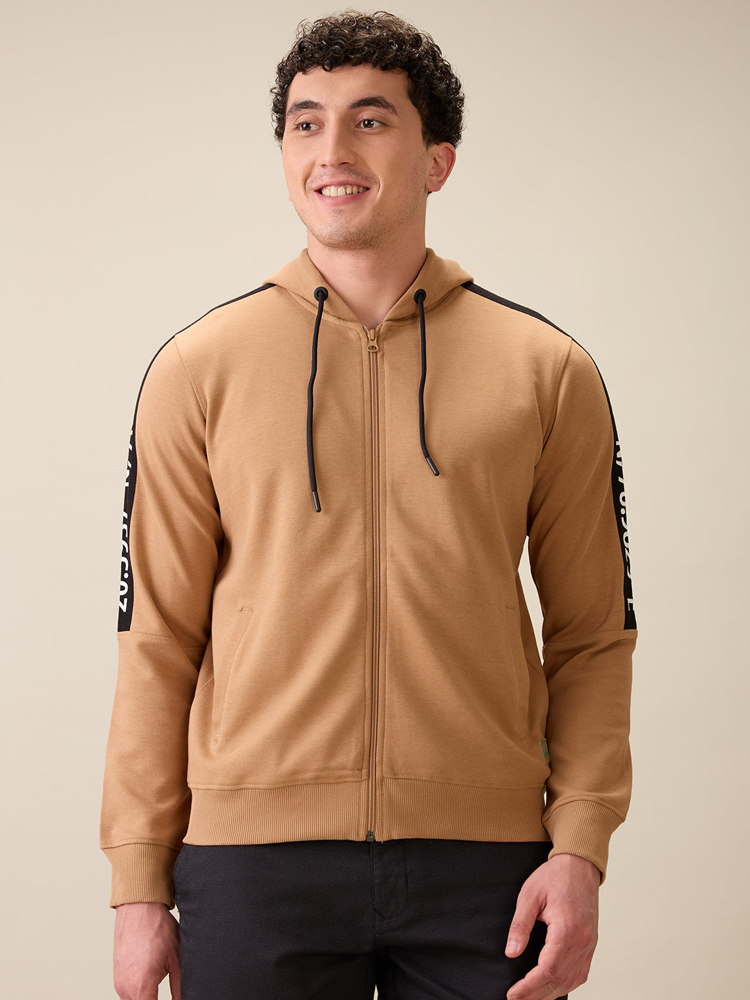 Colorplus Men Brown Solid Regular Fit Polyester Blend Full Sleeve Sweatshirt