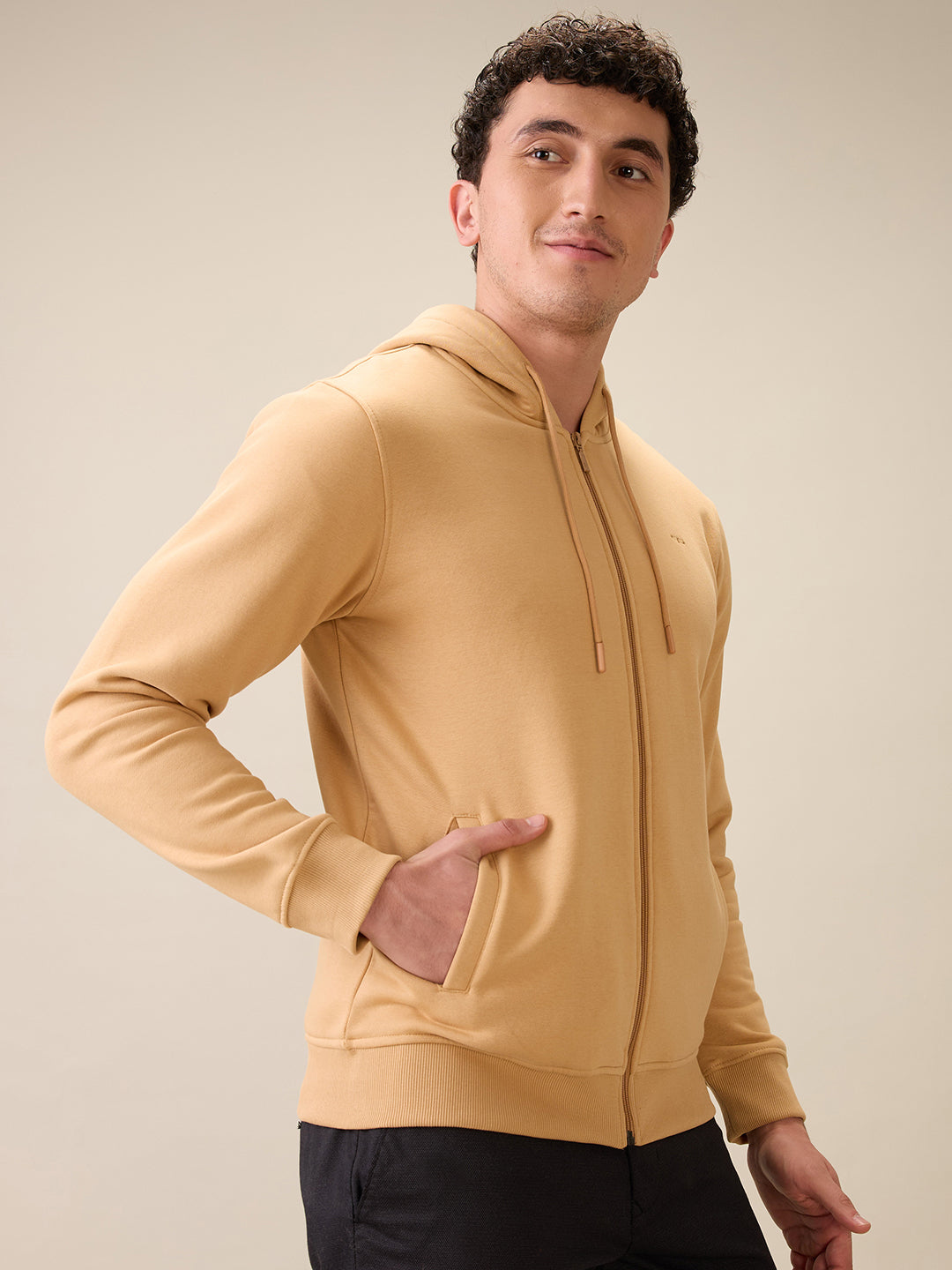 Colorplus Men Brown Solid Regular Fit Cotton Blend Full Sleeve Sweatshirt