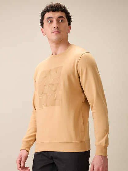 Colorplus Men Brown Printed Regular Fit Cotton Blend Full Sleeve Sweatshirt