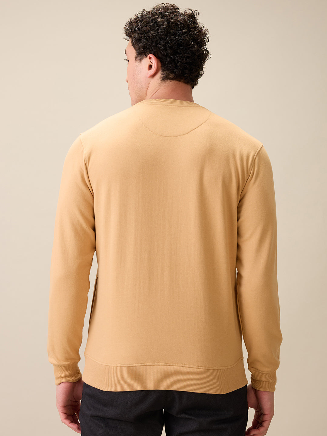Colorplus Men Brown Printed Regular Fit Cotton Blend Full Sleeve Sweatshirt