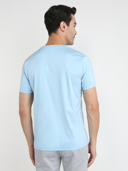 Colorplus Men Blue Solid Regular Fit Cotton Half Sleeve T-Shirt