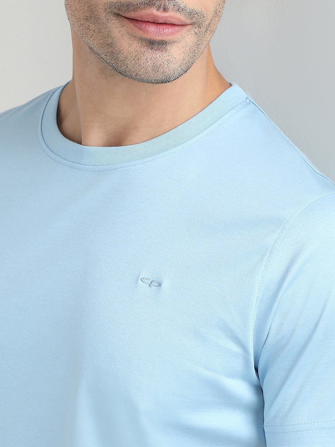 Colorplus Men Blue Solid Regular Fit Cotton Half Sleeve T-Shirt