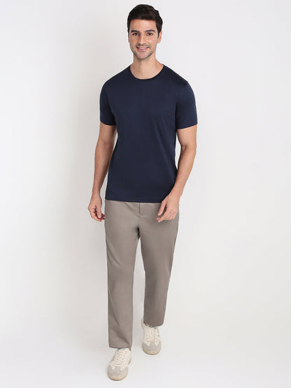 Colorplus Men Blue Solid Regular Fit Cotton Half Sleeve T-Shirt