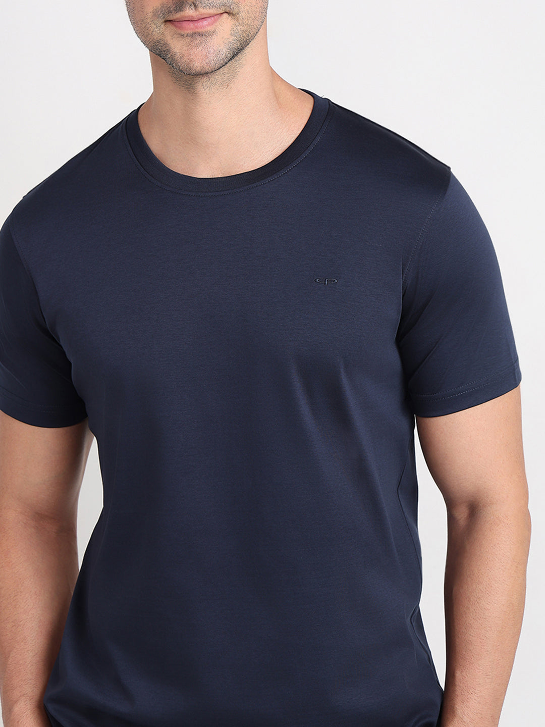 Colorplus Men Blue Solid Regular Fit Cotton Half Sleeve T-Shirt