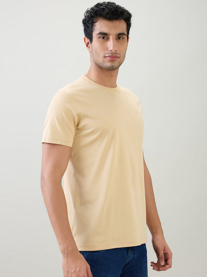 Colorplus Men Brown Solid Regular Fit Cotton Half Sleeve T-Shirt