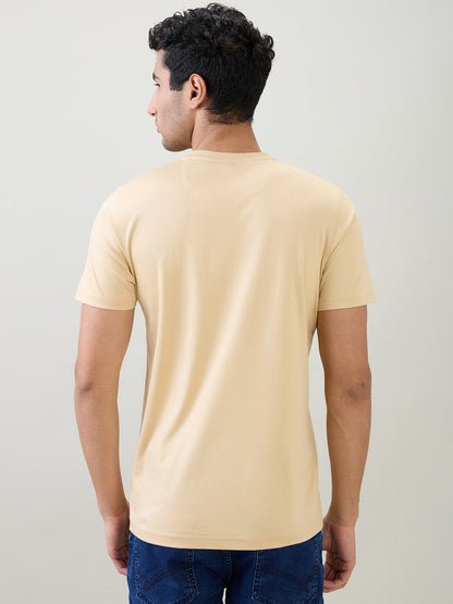 Colorplus Men Brown Solid Regular Fit Cotton Half Sleeve T-Shirt
