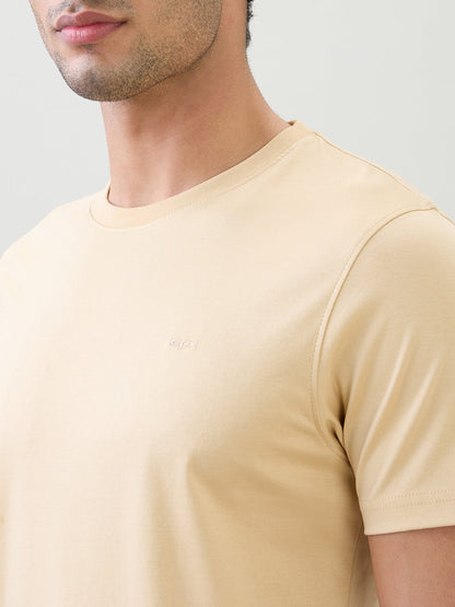Colorplus Men Brown Solid Regular Fit Cotton Half Sleeve T-Shirt