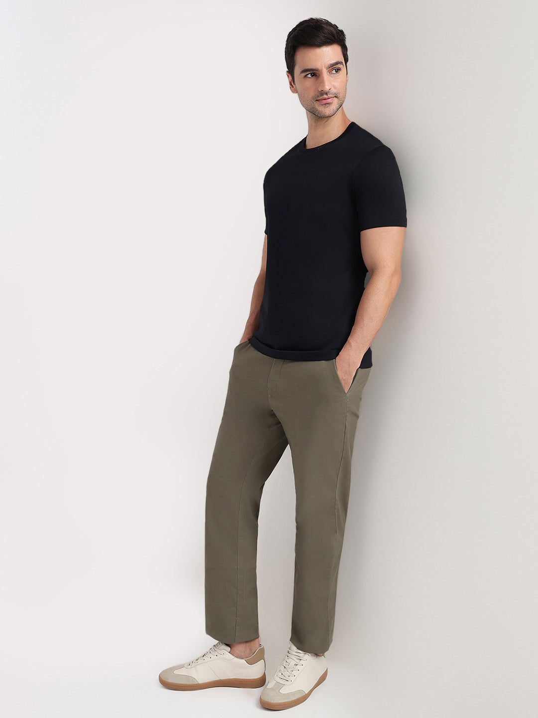 Colorplus Men Black Solid Regular Fit Cotton Half Sleeve T-Shirt