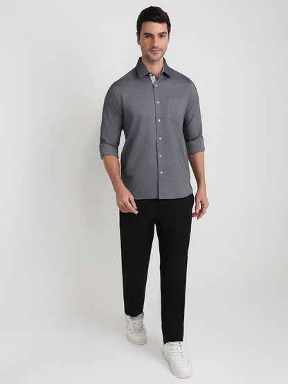 Colorplus Men Grey Solid Slim Fit Cotton Full Sleeve Casual Shirt