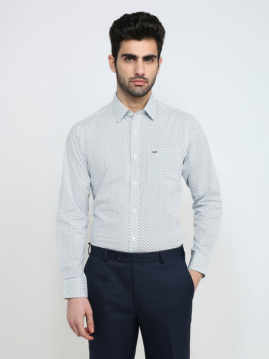 Colorplus Men Blue Printed Slim Fit Cotton Blend Full Sleeve Casual Shirt