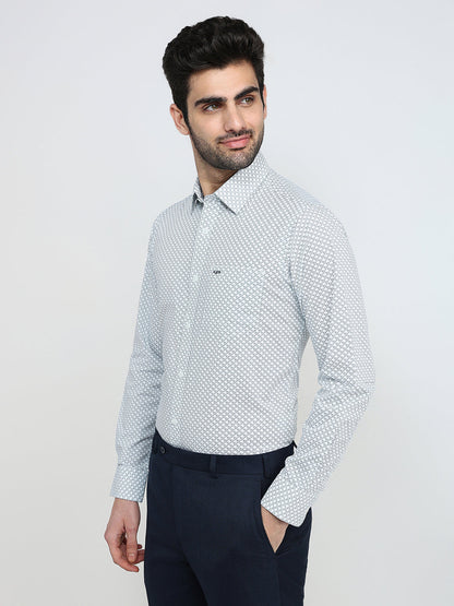 Colorplus Men Blue Printed Slim Fit Cotton Blend Full Sleeve Casual Shirt