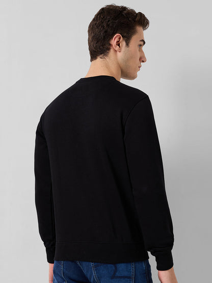 Park Avenue Men Black Checks Slim Fit Cotton Blend Round Neck Collar Sweatshirt