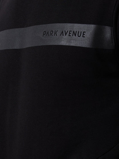 Park Avenue Men Black Checks Slim Fit Cotton Blend Round Neck Collar Sweatshirt