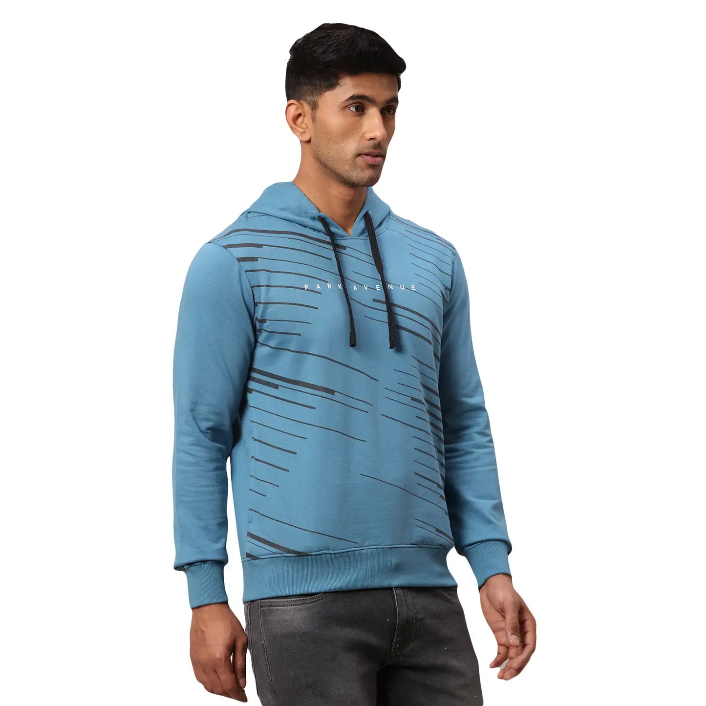 Men Grey Slim Fit Print Polyester Blend Sweatshirts