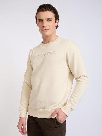 Park Avenue Men Brown Solid Slim Fit Cotton Blend Round Neck Collar Sweatshirt