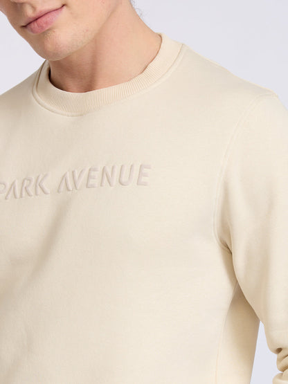Park Avenue Men Brown Solid Slim Fit Cotton Blend Round Neck Collar Sweatshirt
