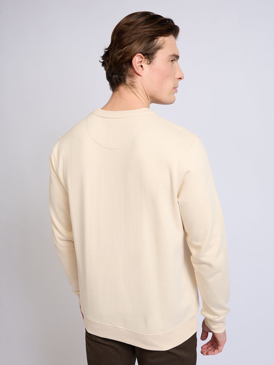 Park Avenue Men Brown Printed Slim Fit Cotton Blend Round Neck Collar Sweatshirt