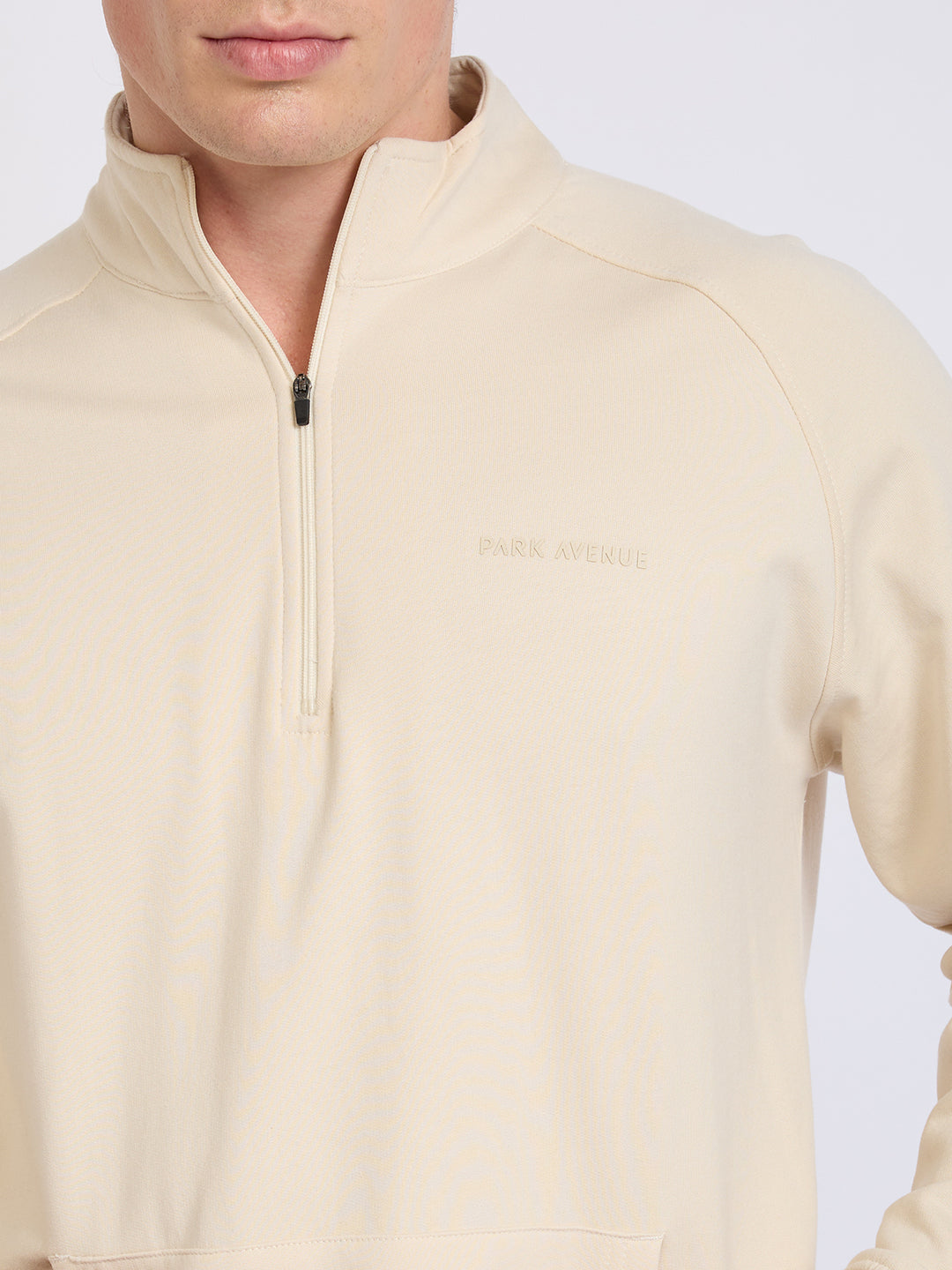 Park Avenue Men Brown Solid Slim Fit Cotton Blend Full Sleeve Sweatshirt