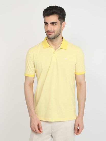Park Avenue Men Yellow Two Tone Slim Fit Cotton Blend T-Shirt