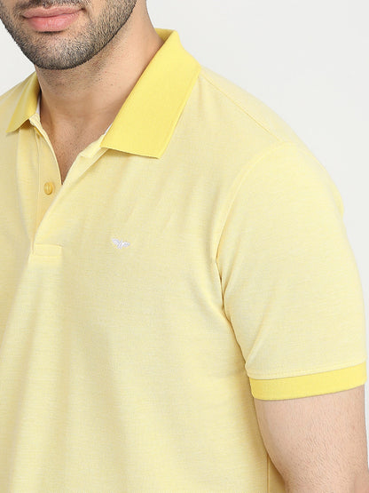 Park Avenue Men Yellow Two Tone Slim Fit Cotton Blend T-Shirt