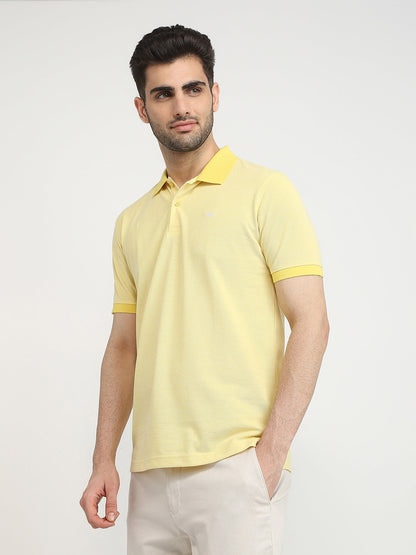 Park Avenue Men Yellow Two Tone Slim Fit Cotton Blend T-Shirt