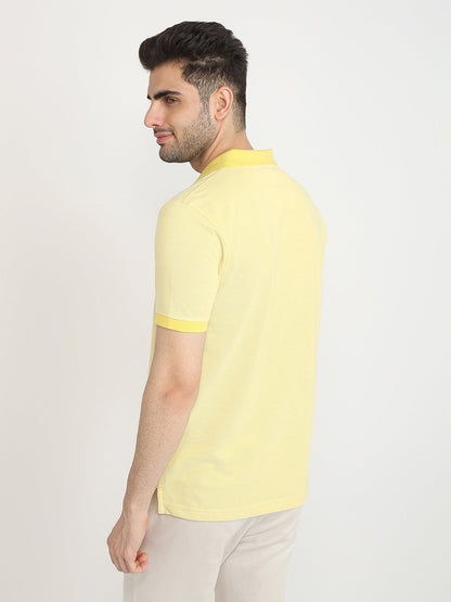 Park Avenue Men Yellow Two Tone Slim Fit Cotton Blend T-Shirt