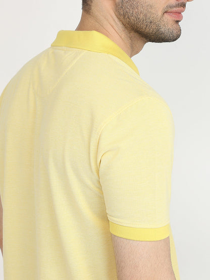 Park Avenue Men Yellow Two Tone Slim Fit Cotton Blend T-Shirt