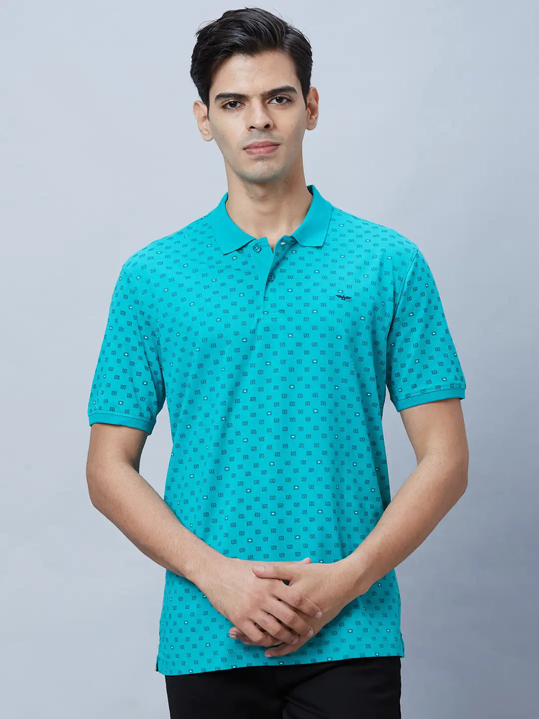 Men Green Slim Fit Print Cotton T-Shirt