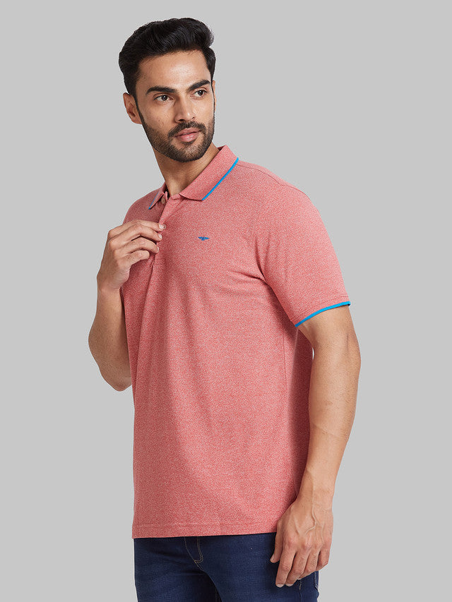 Park Avenue Men Red Solid Slim Fit Cotton Blend T-Shirt