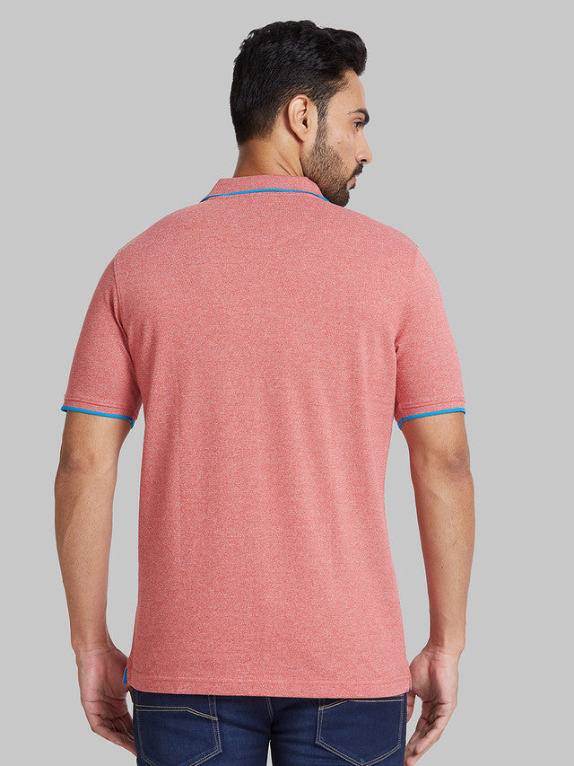Park Avenue Men Red Solid Slim Fit Cotton Blend T-Shirt