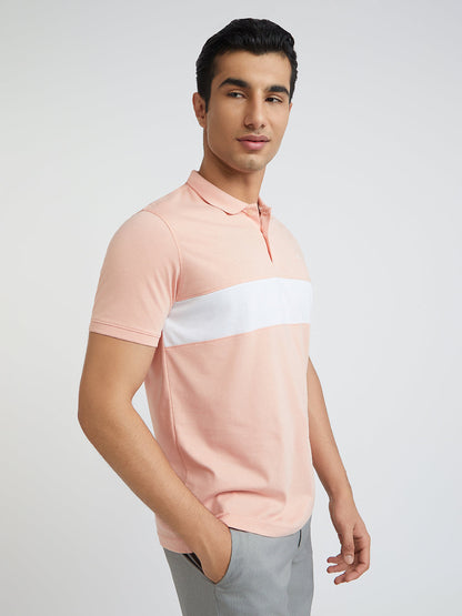 Park Avenue Men Red Solid Slim Fit Cotton Blend T-Shirt