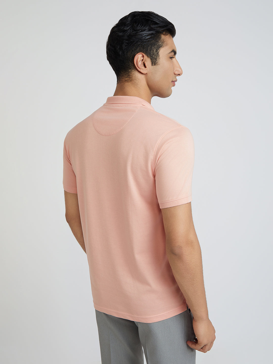 Park Avenue Men Red Solid Slim Fit Cotton Blend T-Shirt