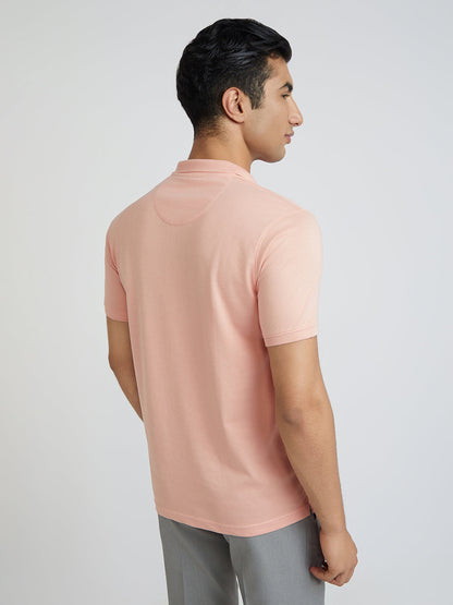 Park Avenue Men Red Solid Slim Fit Cotton Blend T-Shirt