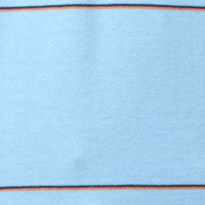 Men Blue Slim Fit Stripe Cotton Polyester Blend Round Neck Collar Polo T-Shirt