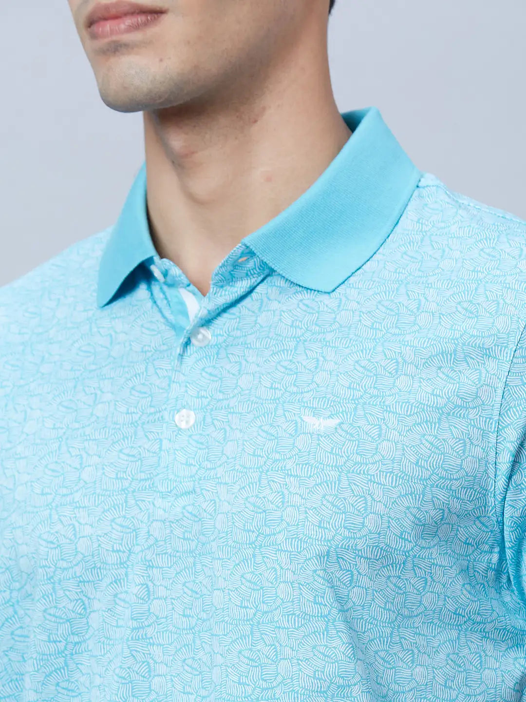 Men Petrol Regular Fit Print Cotton T-Shirt