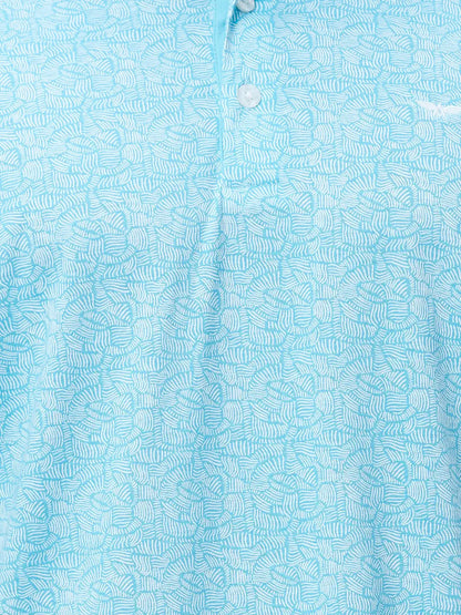 Men Petrol Regular Fit Print Cotton T-Shirt