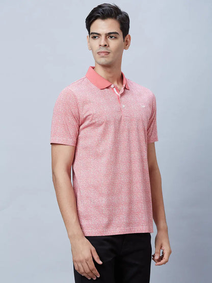 Men Red Regular Fit Print Cotton T-Shirt