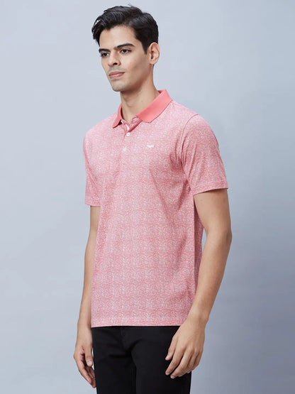 Men Red Regular Fit Print Cotton T-Shirt