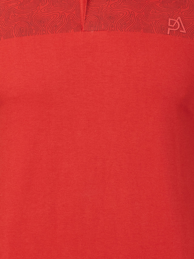 Park Avenue Men Red Printed Slim Fit Half Sleeve Polo Neck T-Shirt