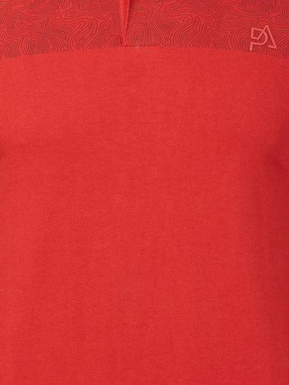 Park Avenue Men Red Printed Slim Fit Half Sleeve Polo Neck T-Shirt