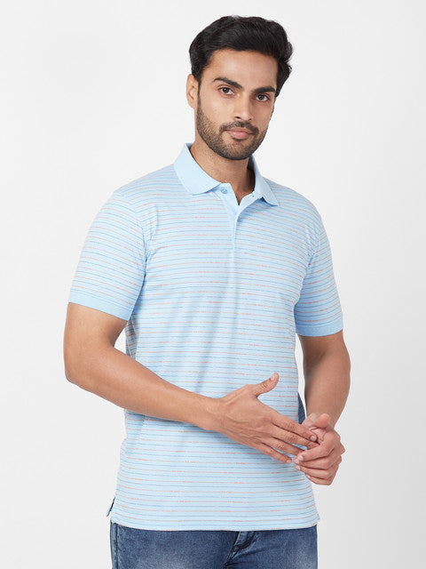 Park Avenue Men Blue Slim Fit Stripe T-Shirt